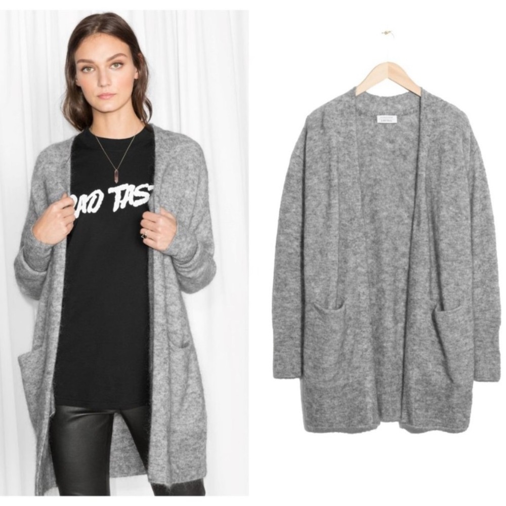 & OTHER STORIES Wool Mohair Duster Cardigan Sweater Gray Size Small